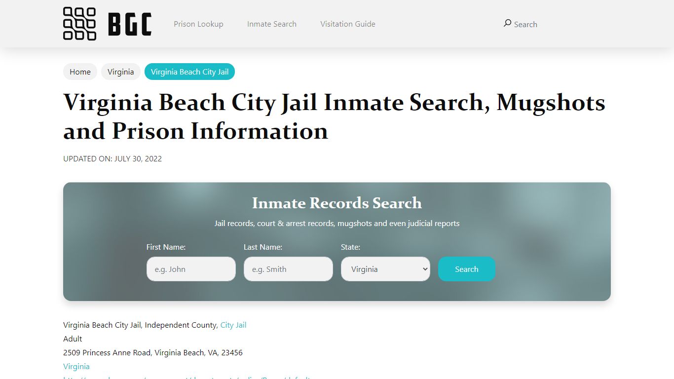 Virginia Beach City Jail Inmate Search, Mugshots, Visitation, Phone no ...